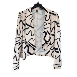 Shein Curve Womens Size 1XL Blazer Cream/ Black Scribble Lightweight Open Front
